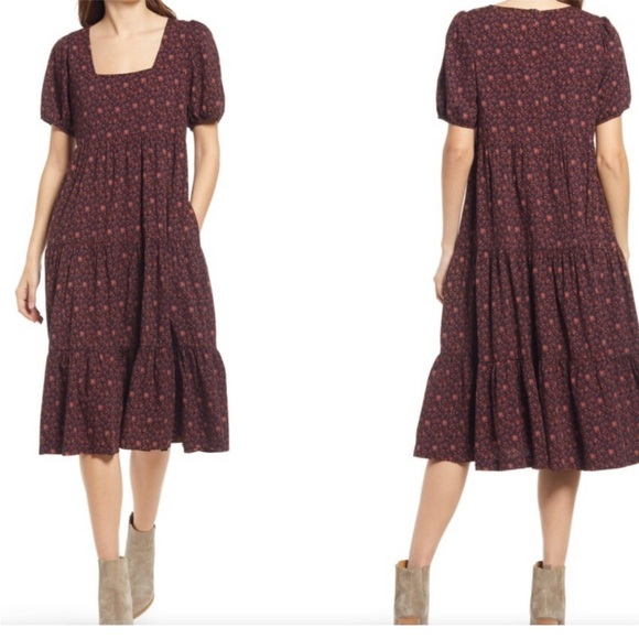 Madewell Dresses & Skirts - MADEWELL Aidy Square-Neck Tiered Midi Dress in Orchard Floral